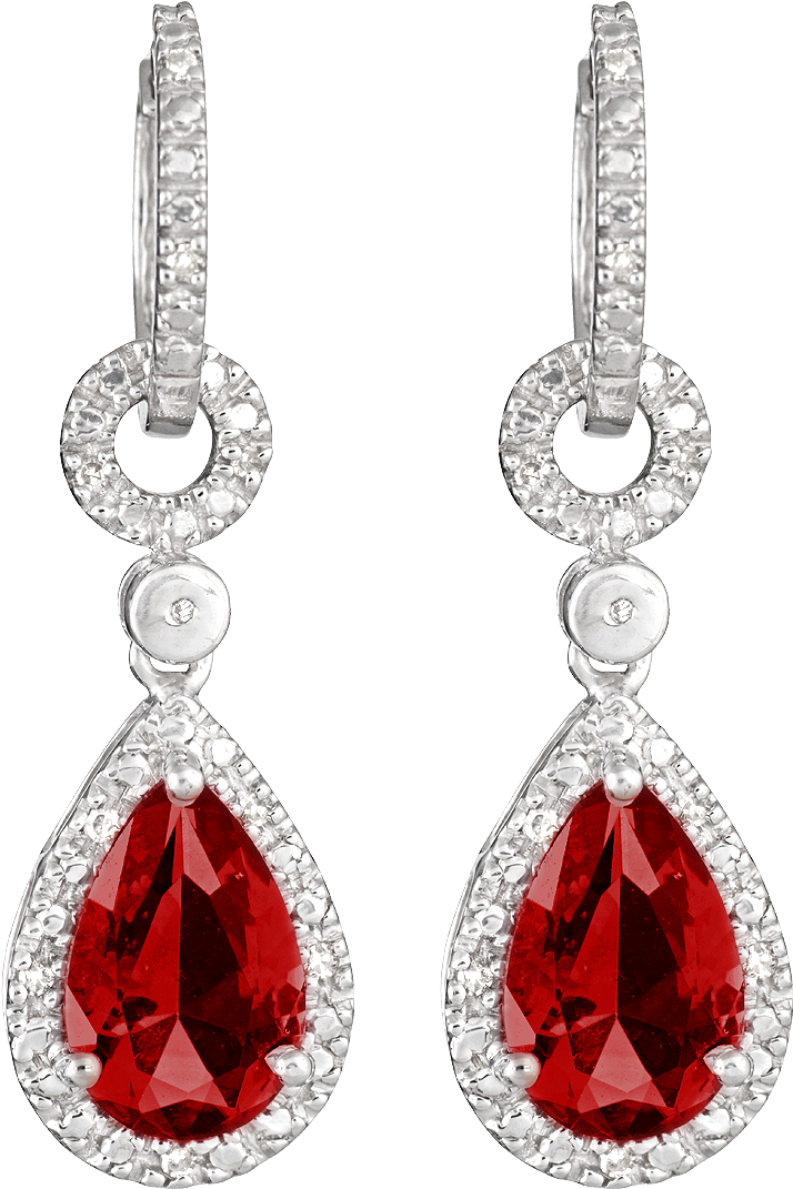 Elegant Red Teardrop Earrings PNG image