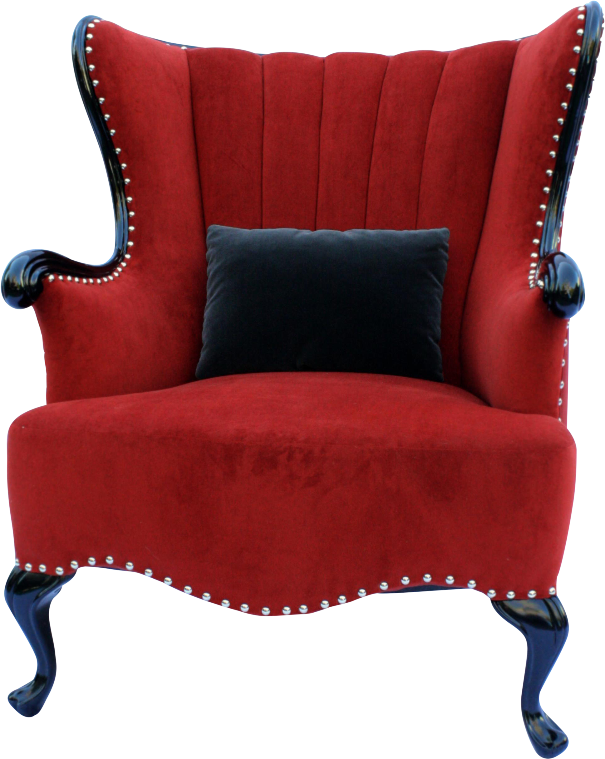 Elegant Red Velvet Club Chair PNG image