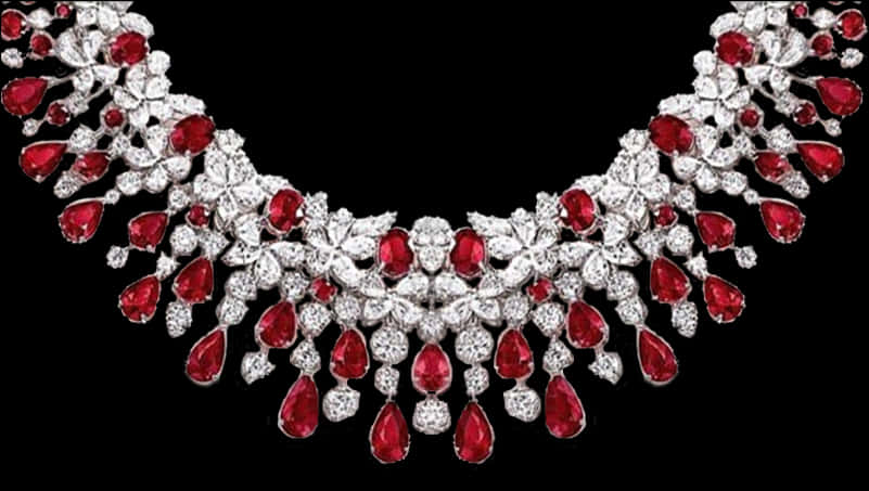 Elegant Redand Diamond Necklace PNG image