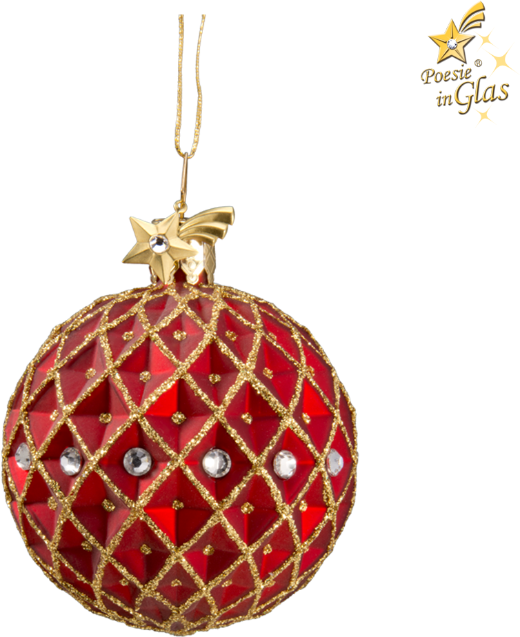 Elegant Redand Gold Christmas Ball Ornament PNG image