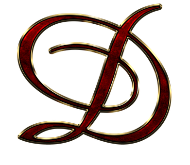 Elegant Redand Gold Letter D PNG image