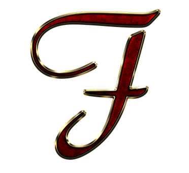 Elegant Redand Gold Letter F PNG image