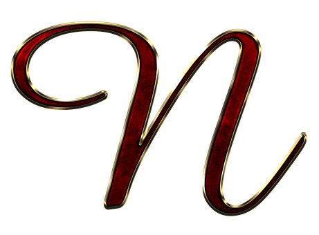 Elegant Redand Gold Letter N PNG image