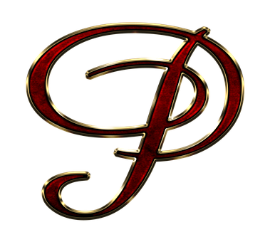 Elegant Redand Gold Letter P PNG image