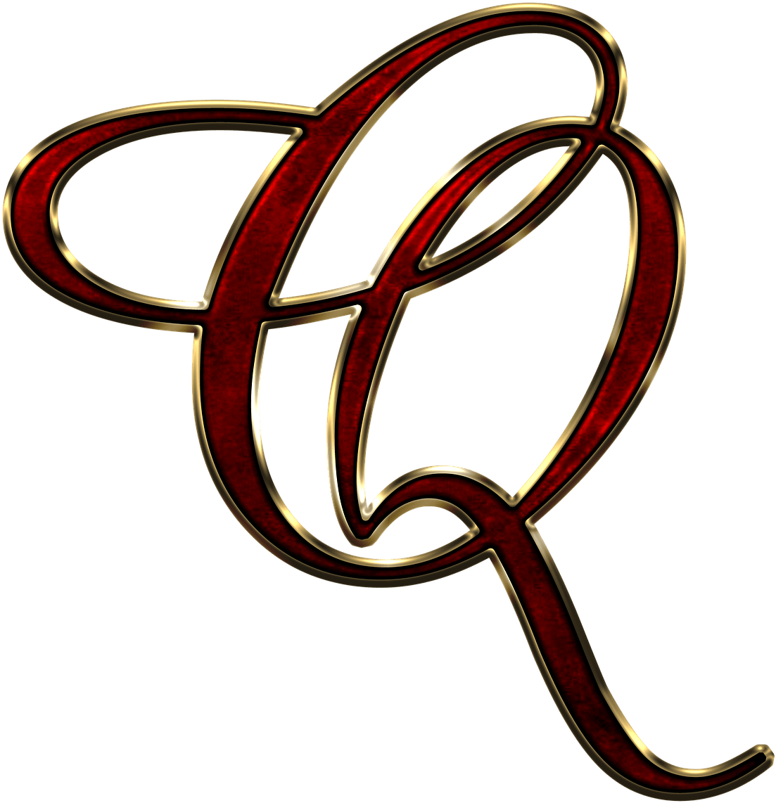 Elegant Redand Gold Letter Q PNG image