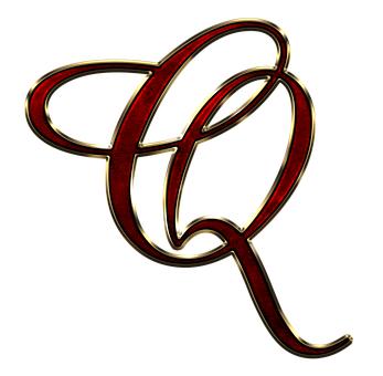 Elegant Redand Gold Letter Q PNG image