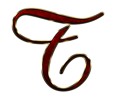 Elegant Redand Gold Letter T PNG image