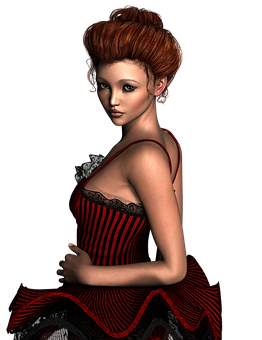 Elegant_ Redhead_3 D_ Character PNG image