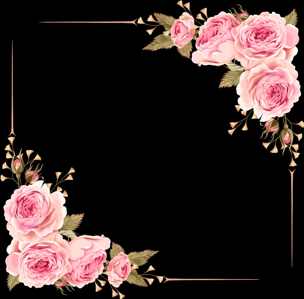 Elegant Rose Floral Border PNG image