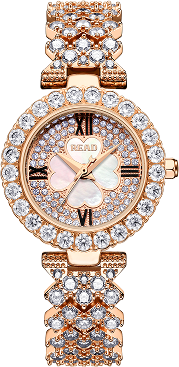 Elegant Rose Gold Butterfly Wristwatch PNG image