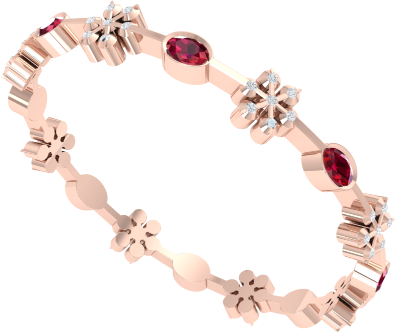 Elegant Rose Gold Floral Ringwith Gemstones PNG image