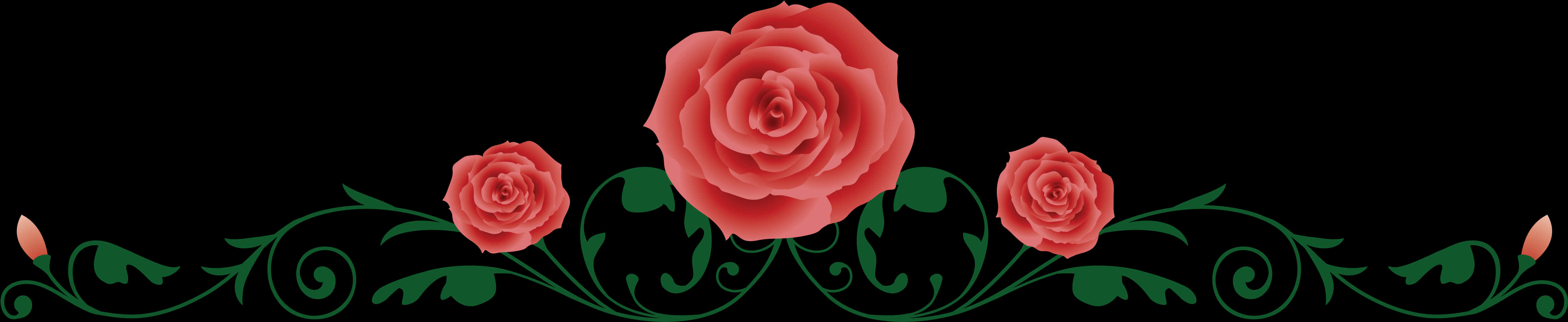 Elegant Rose Vine Border PNG image