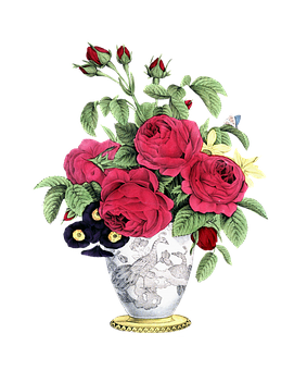 Elegant Rosesin Vase Illustration PNG image