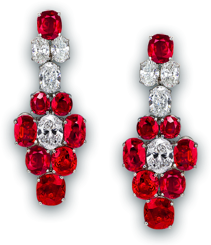 Elegant Ruby Diamond Earrings PNG image