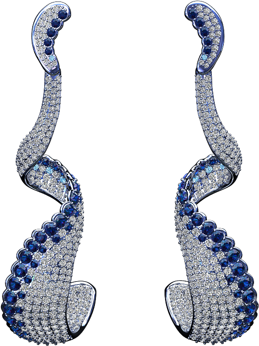 Elegant Sapphire Diamond Earrings PNG image