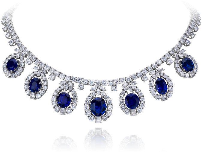 Elegant Sapphire Diamond Necklace PNG image