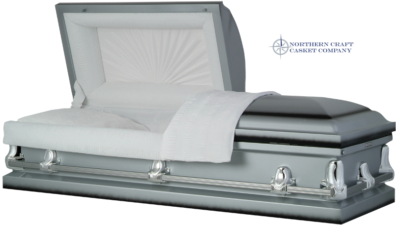 Elegant Silver Coffin Display PNG image