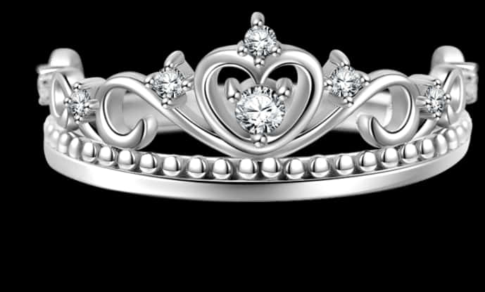 Elegant Silver Diamond Crown PNG image