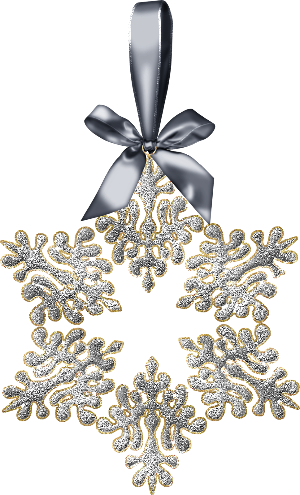 Elegant Silver Gold Snowflake Decoration PNG image