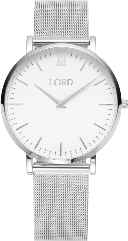 Elegant Silver Mesh Watch PNG image