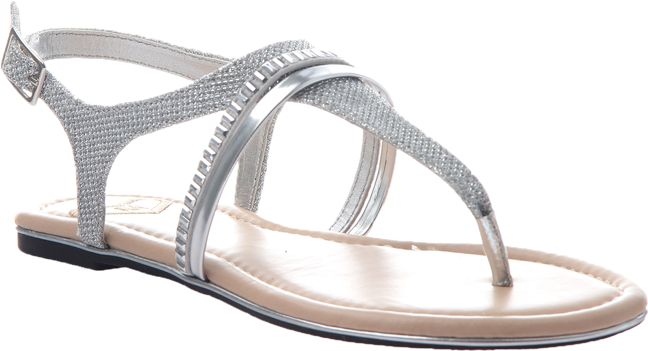 Elegant Silver Strappy Sandal PNG image