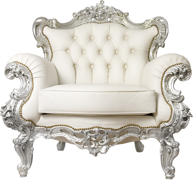 Elegant Silver Trimmed Throne Chair PNG image