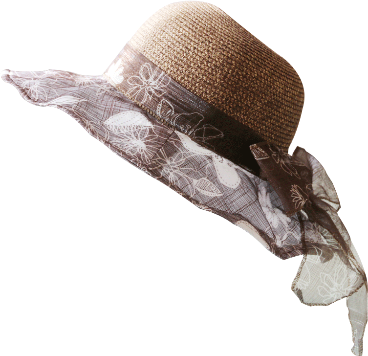 Elegant Straw Hatwith Scarf PNG image