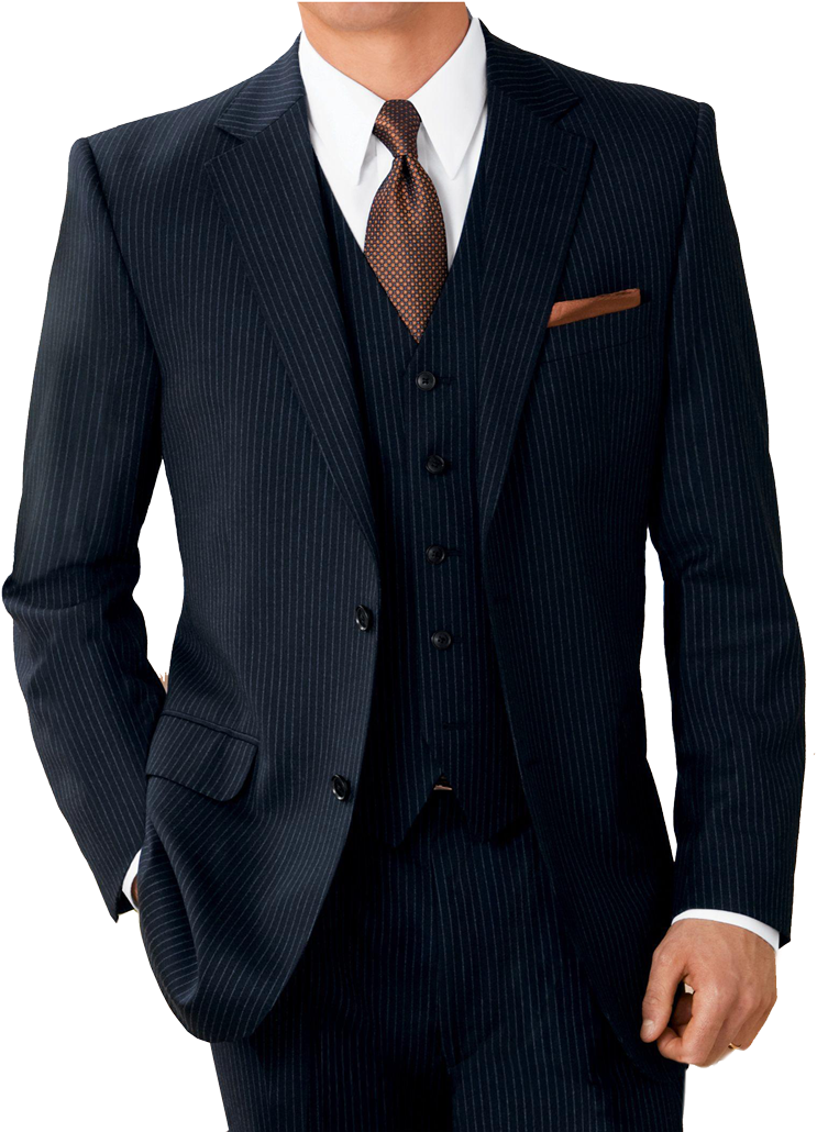 Elegant Striped Suit PNG image
