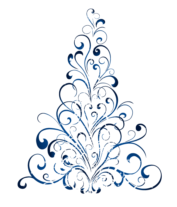 Elegant Swirl Christmas Tree Clipart PNG image