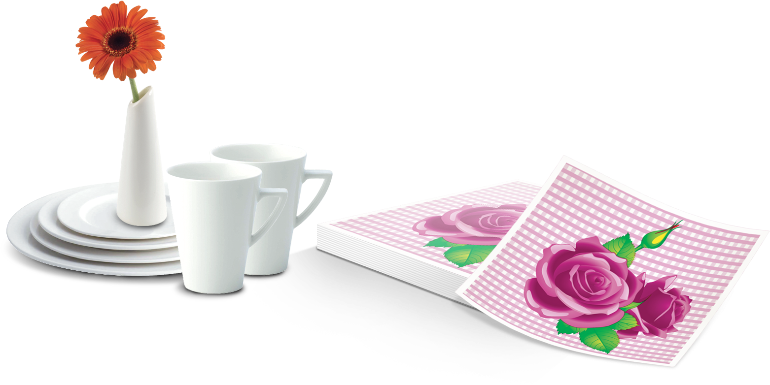 Elegant Tablewareand Rose Napkins PNG image