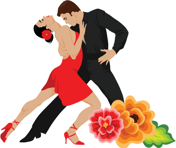 Elegant Tango Dancers Illustration PNG image
