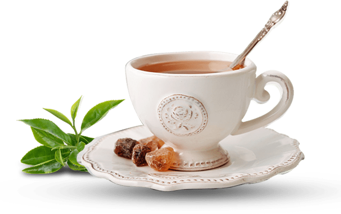 Elegant Tea Cup With Spoon And Tea Leaves PNG image