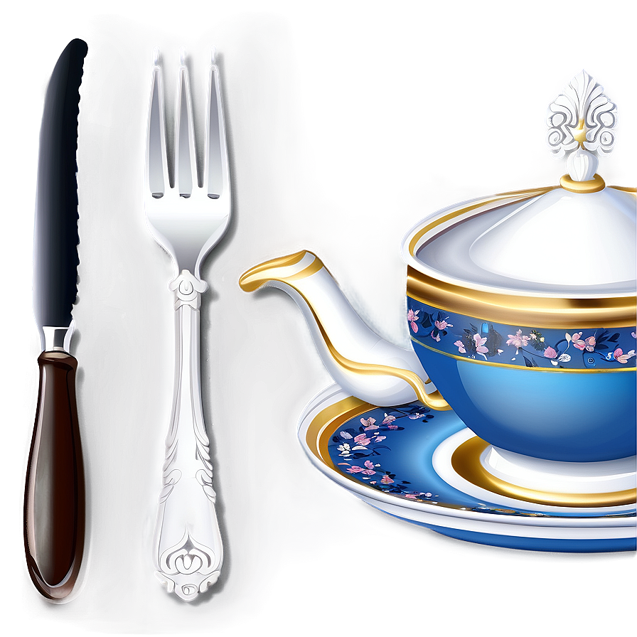 Elegant Tea Party Utensils Png Hsf PNG image