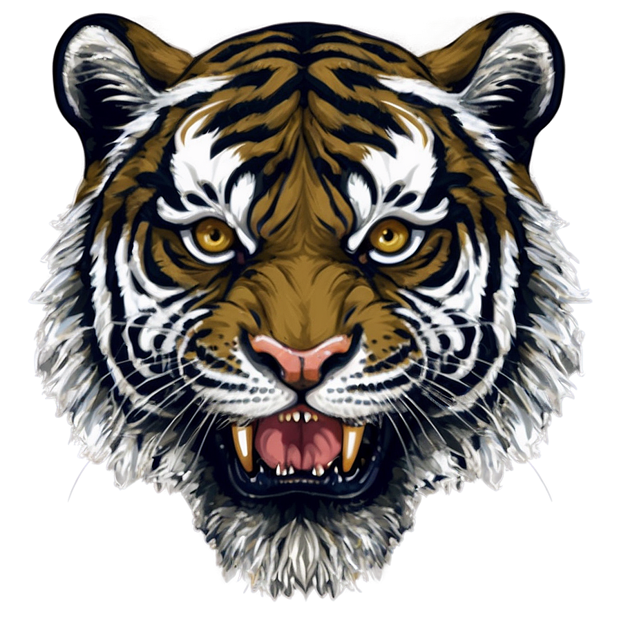 Elegant Tiger Face Outline Png 06252024 PNG image