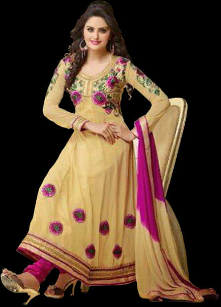 Elegant Traditional Anarkali Suit PNG image