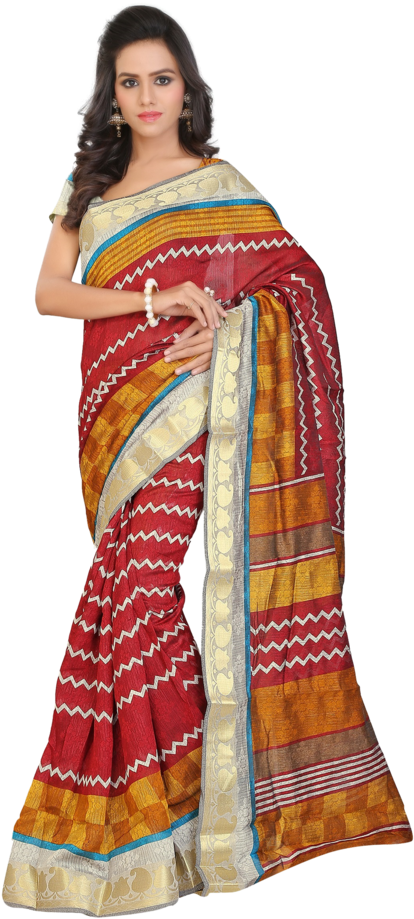 Elegant Traditional Saree Model PNG image