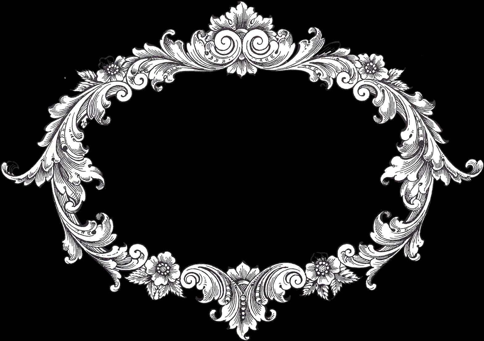 Elegant Vintage Floral Frame PNG image