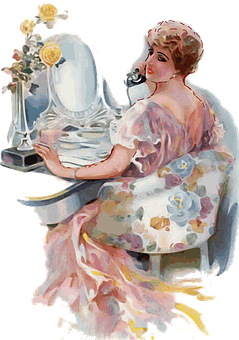 Elegant Vintage Ladyat Vanity PNG image