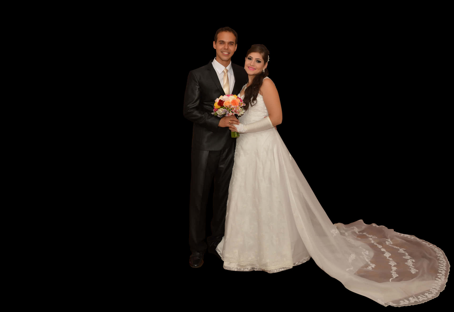 Elegant Wedding Couple Portrait PNG image