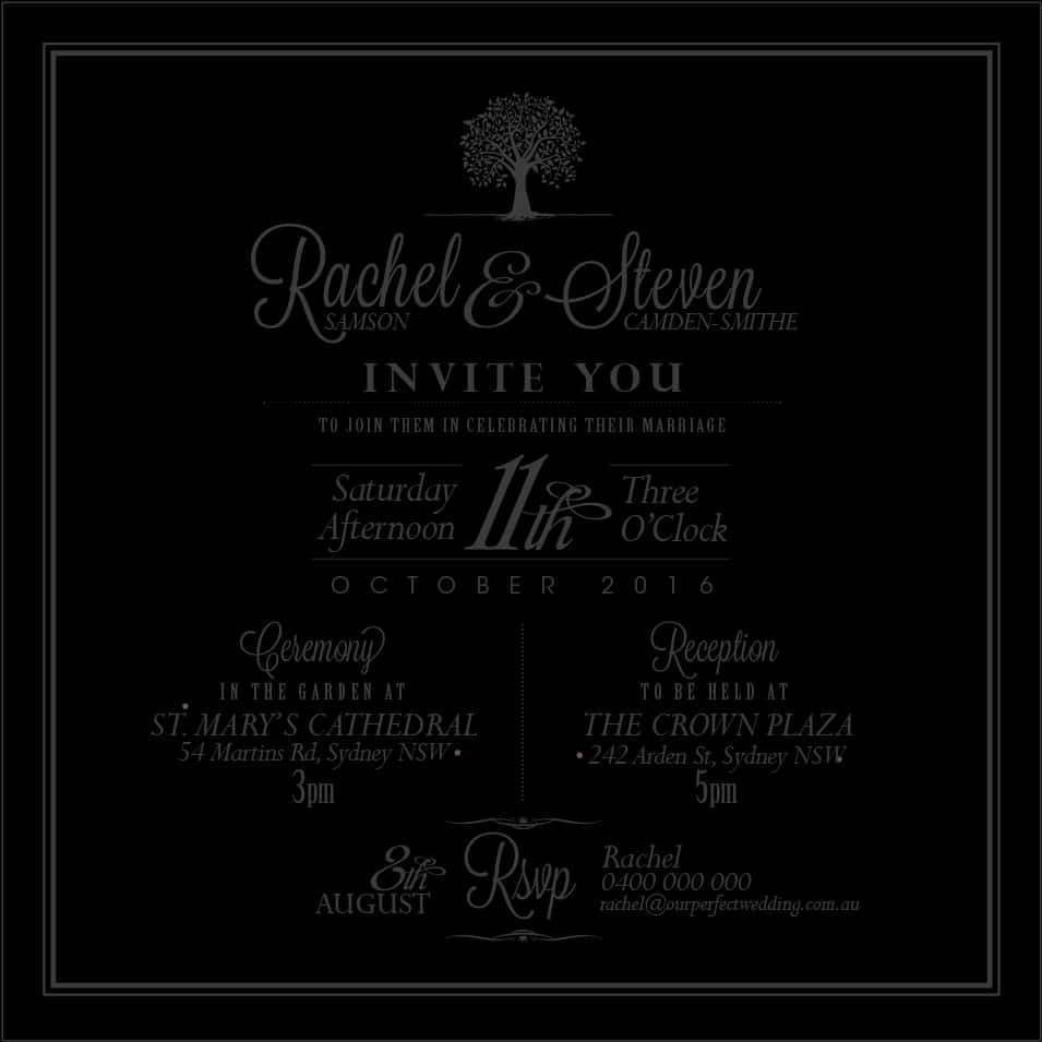 Elegant Wedding Invitation Blackand White PNG image