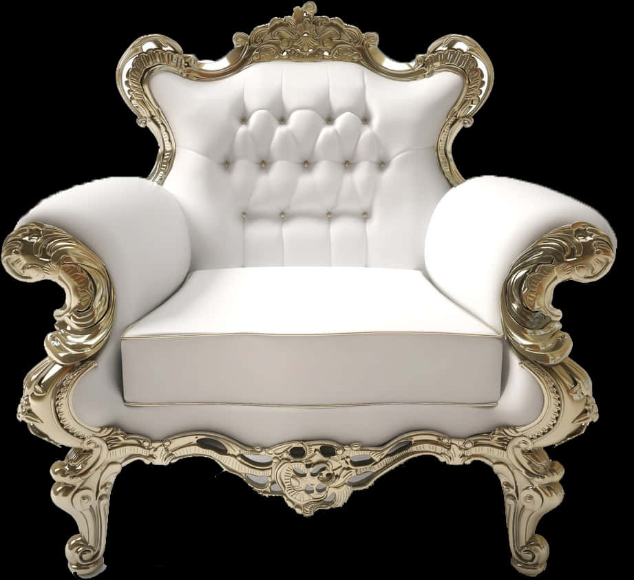 Elegant White Baroque Armchair PNG image