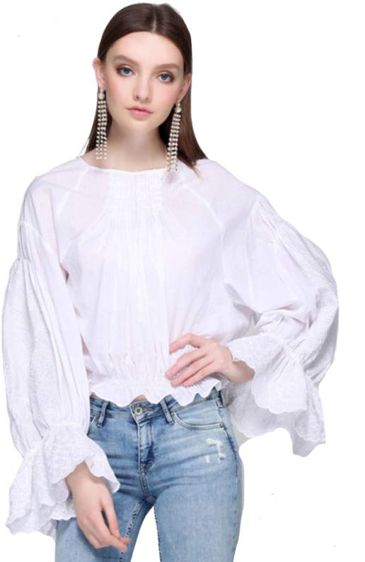Elegant White Blouse Fashion PNG image