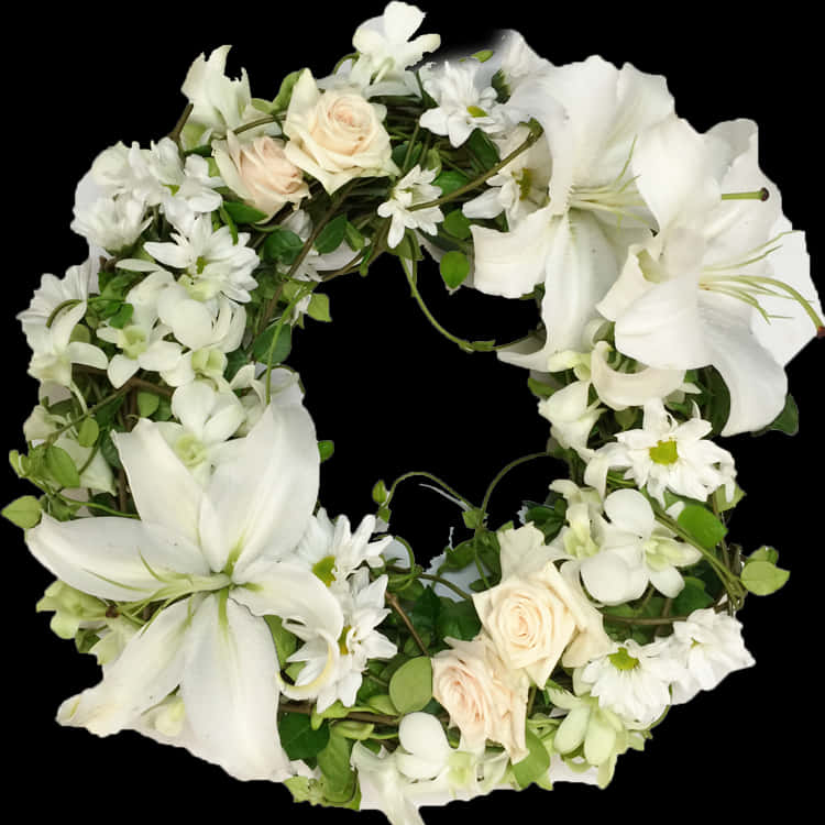 Elegant_ White_ Floral_ Wreath PNG image