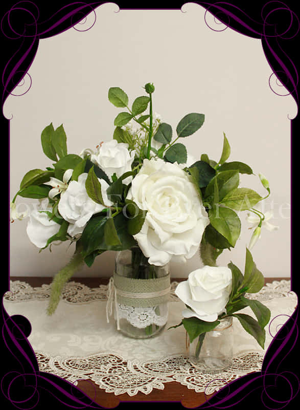 Elegant White Roses Arrangement PNG image