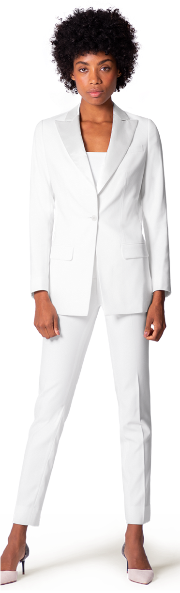 Elegant White Womens Tuxedo Suit PNG image