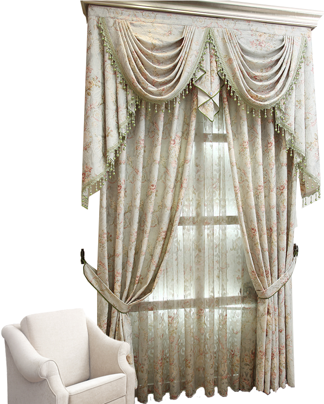 Elegant Window Curtain Setup PNG image