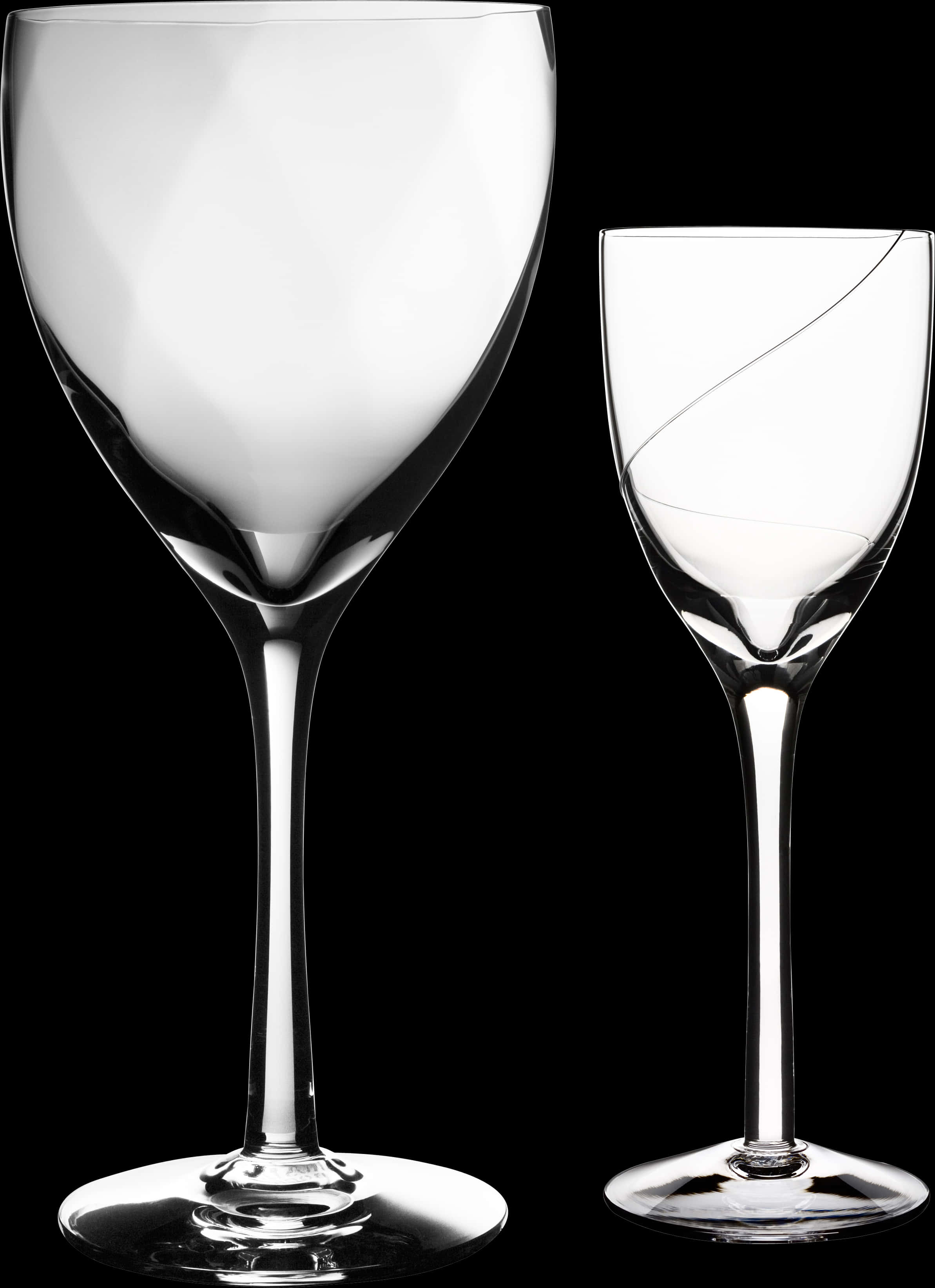 Elegant Wine Glasses Black Background PNG image