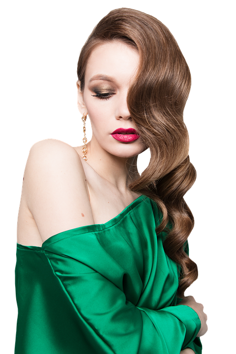 Elegant Woman Green Dress PNG image