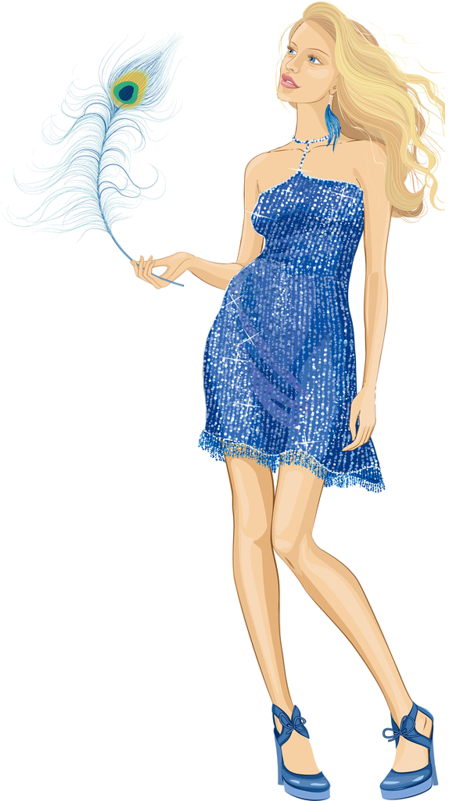 Elegant Woman Holding Peacock Feather PNG image