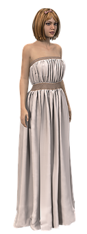 Elegant Womanin White Gown PNG image